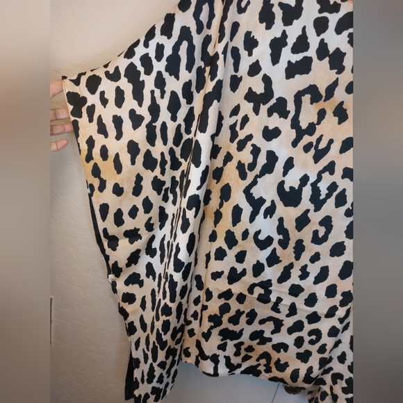 Iman Reversible Floral Animal Print Boxy Blouse Flowy Tunic Size XL Poncho Top - Picture 8 of 9